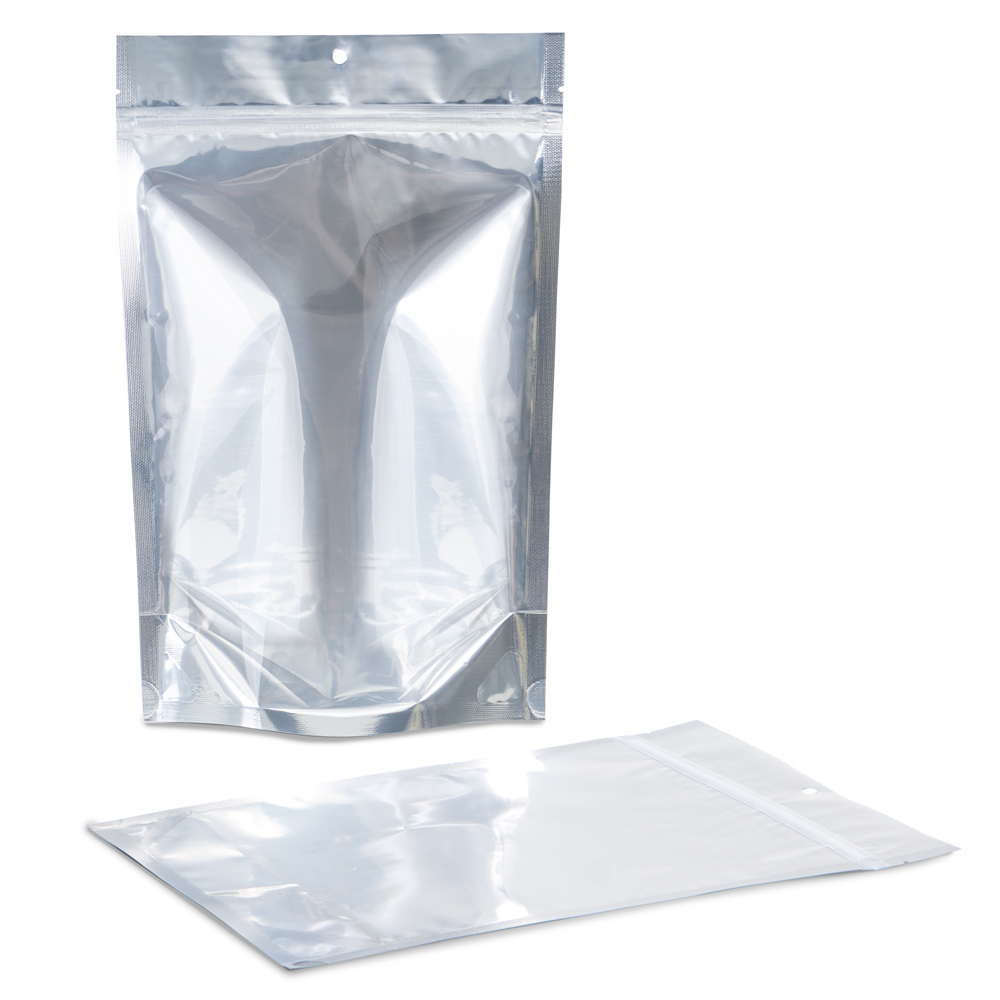 Nysm Clear Silver Stand Up Pouches 7 5×11 5×3 5 100 Pack